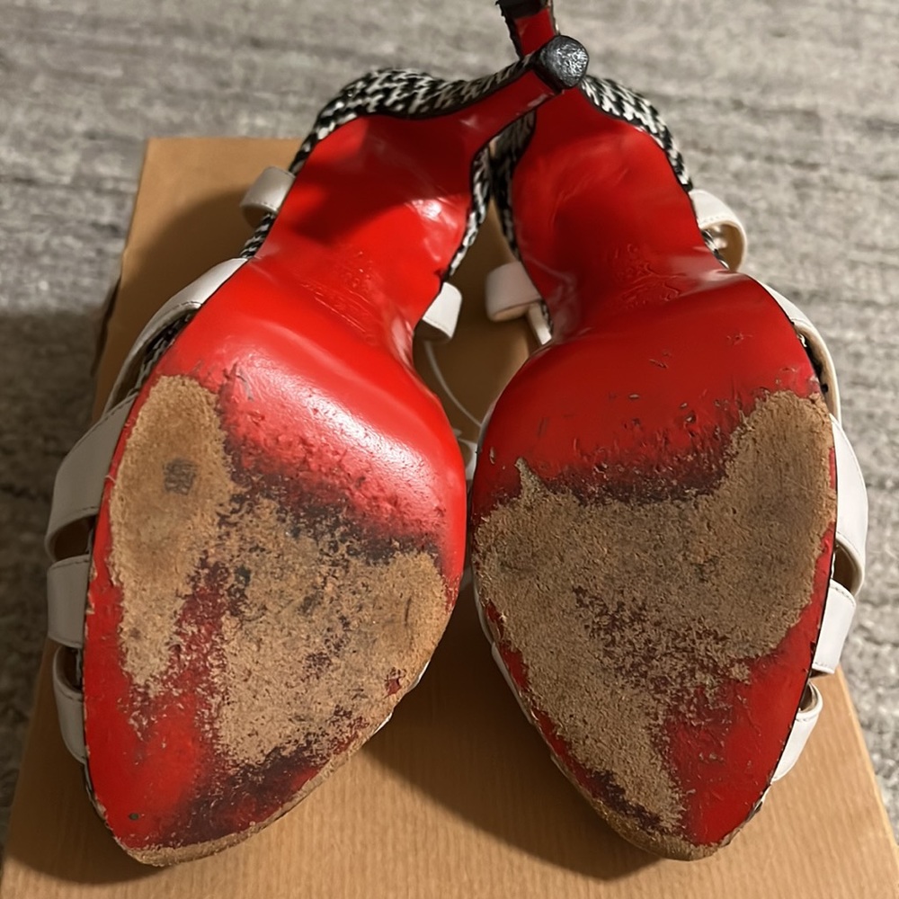 Authentic Christian Louboutin Activa white leather chevreau open toe hee… - Picture 6 of 12